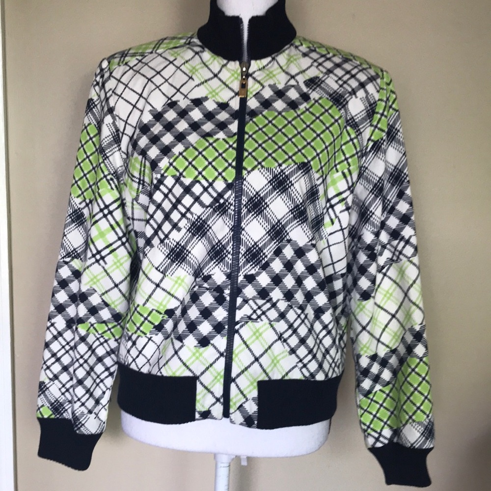 St John Marie Grey Sport Blue Green Jacket sz M